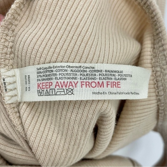 NWT FREE PEOPLE INTIMATELY TAN BODY SUIT NEUTRAL RIBBED SLEEVELESS HIGH NECK S - Picture 7 of 13